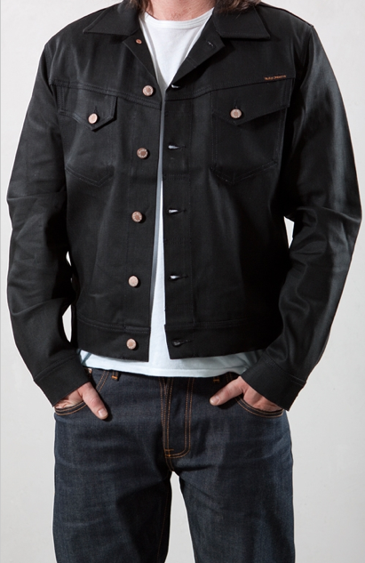 Nudie Conny Dry Black Coated denim jacket - L@@K | Styleforum